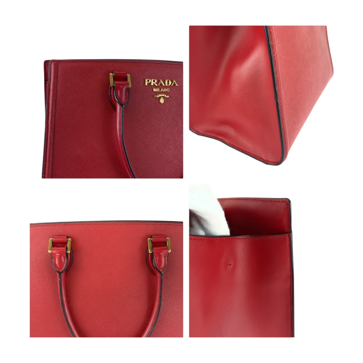 20387
PRADA プラダ サフィアーノ レッド ゴールド金具 レザー 1BA118 ハンドバッグ トートバッグ レディース A80