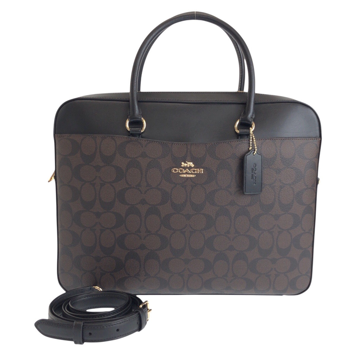 20389
COACH コーチ シグネチャー ブラウン ブラック ゴールド金具 レザー F39023 ビジネスバッグ ブリーフケース 男女兼用 レディース S24