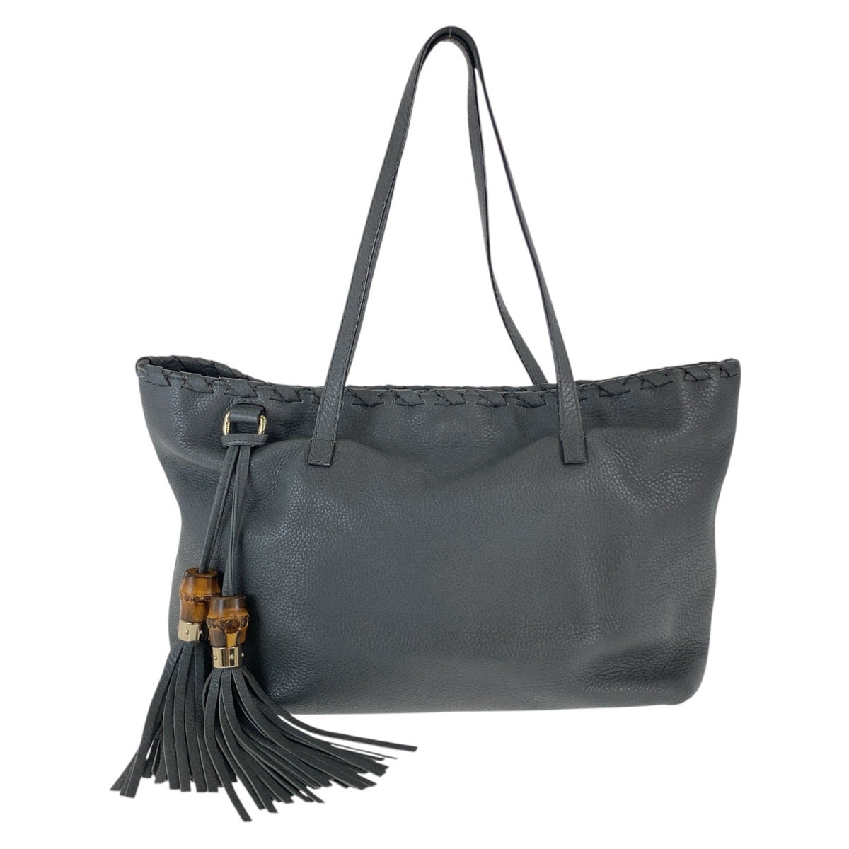 20399
GUCCI Bamboo Gray Silver Hardware Leather 354665 Tote Bag Shoulder Bag Ladies ABP45