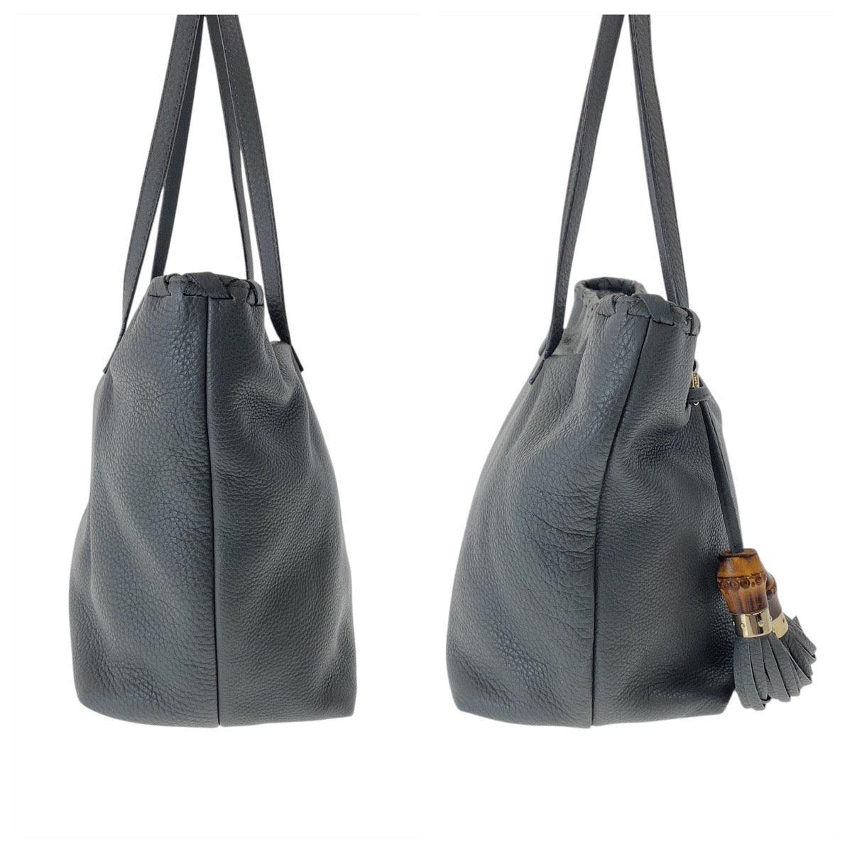 20399
GUCCI Bamboo Gray Silver Hardware Leather 354665 Tote Bag Shoulder Bag Ladies ABP45