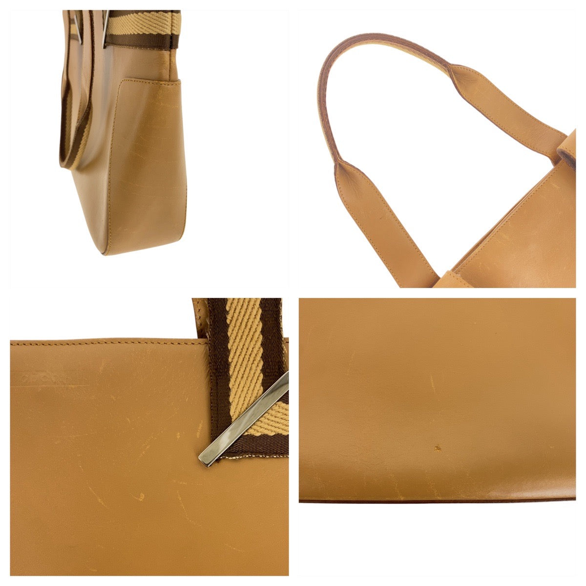 20400
GUCCI Sherry Beige Brown Silver Hardware Leather 73983 Tote Bag Shoulder Bag Women's AB25