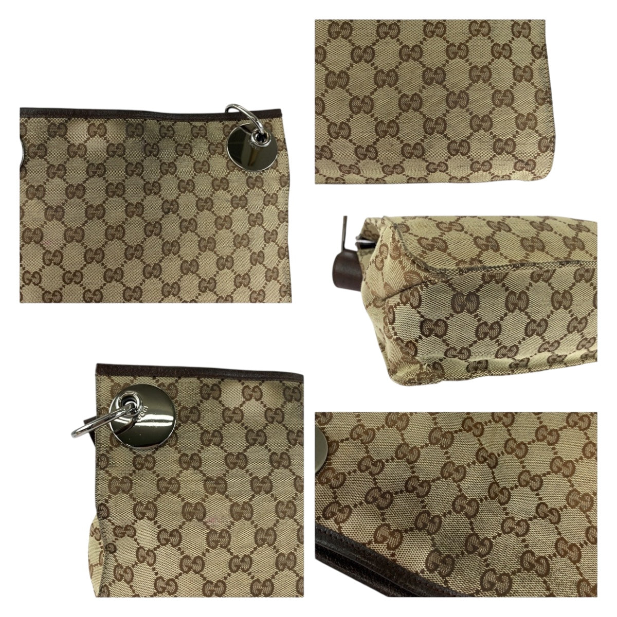 20402
GUCCI Brown Beige Silver Hardware GG Canvas 120811 Shoulder Bag Women's AB25