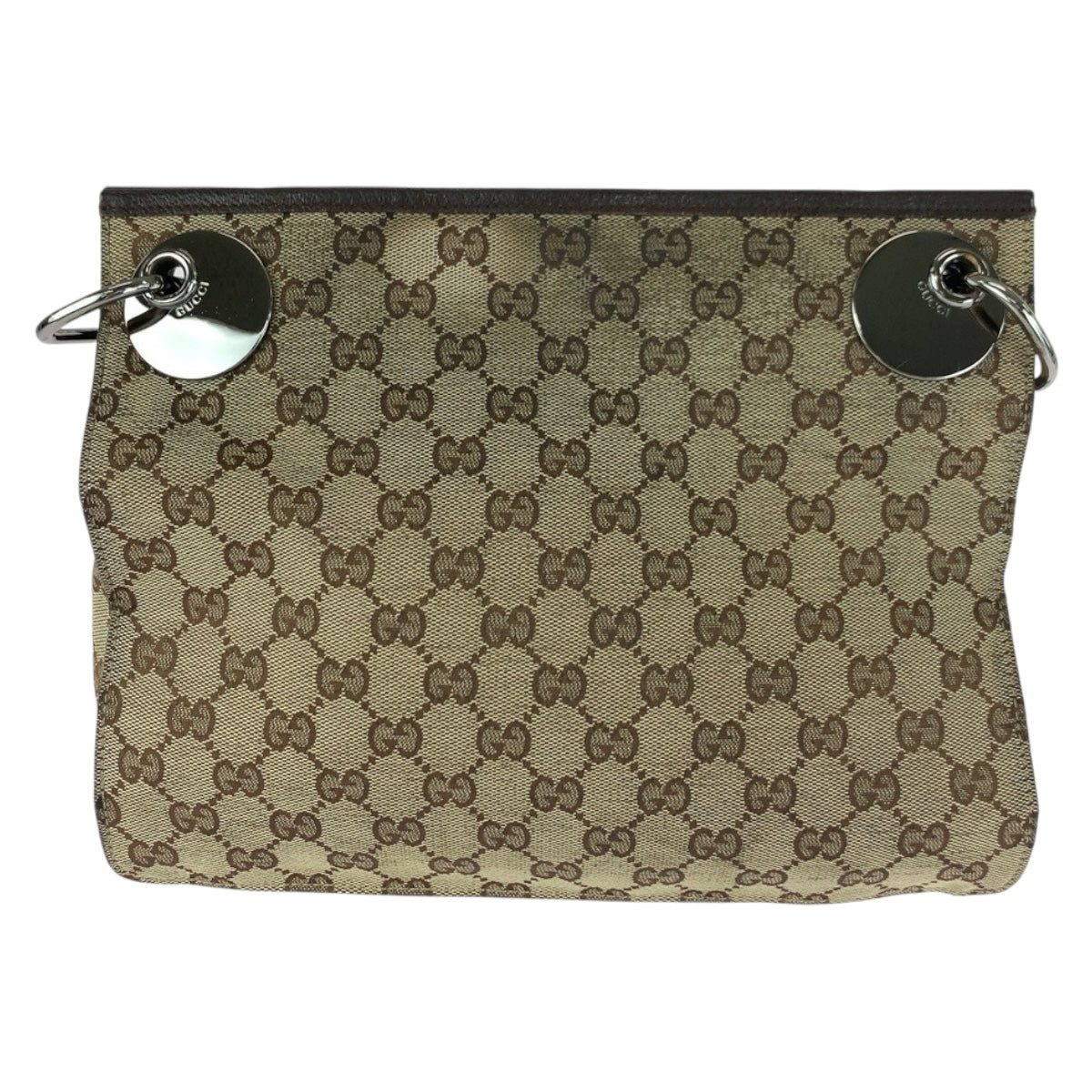 20402
GUCCI Brown Beige Silver Hardware GG Canvas 120811 Shoulder Bag Women's AB25
