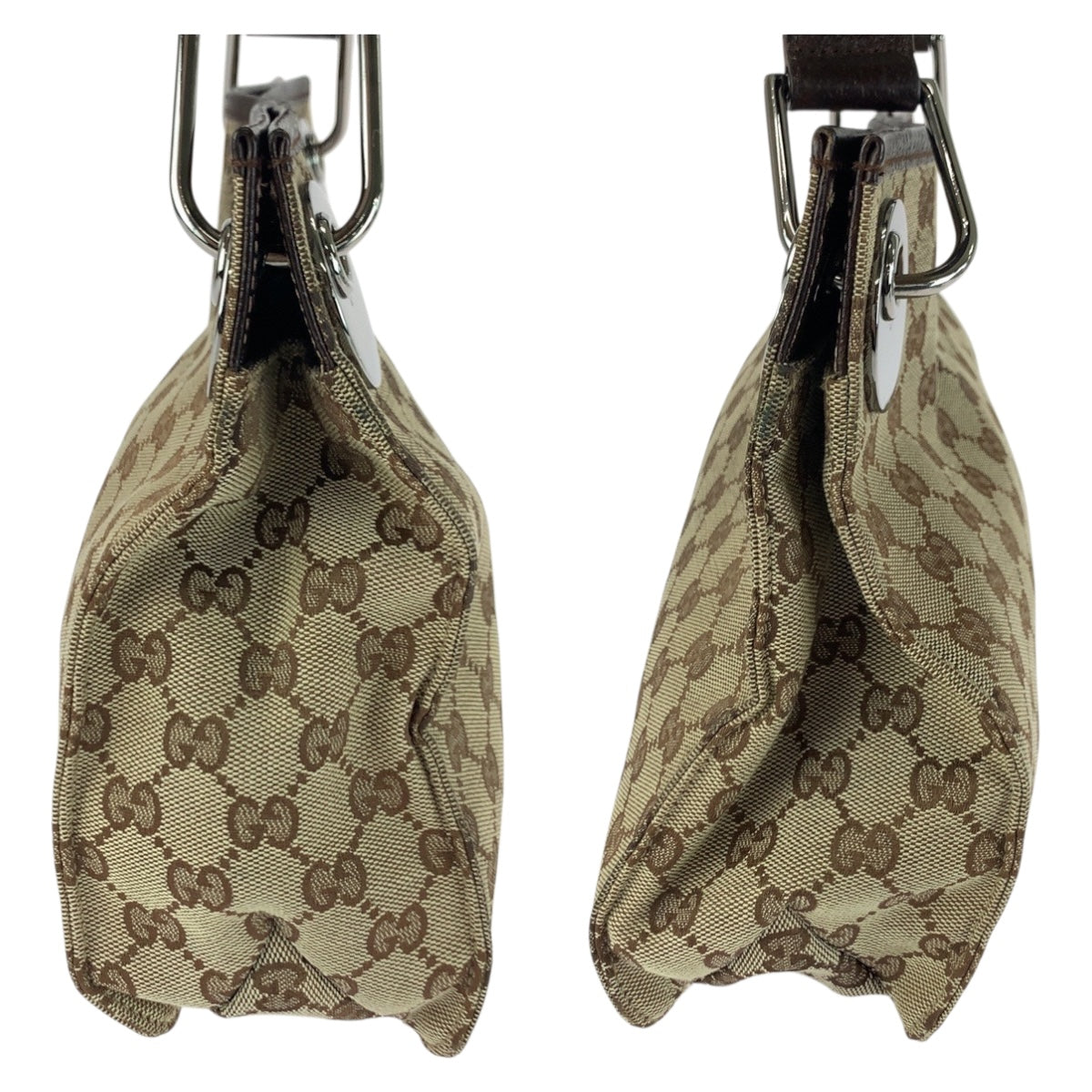 20402
GUCCI Brown Beige Silver Hardware GG Canvas 120811 Shoulder Bag Women's AB25