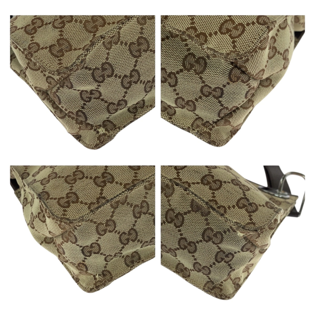 20402
GUCCI Brown Beige Silver Hardware GG Canvas 120811 Shoulder Bag Women's AB25