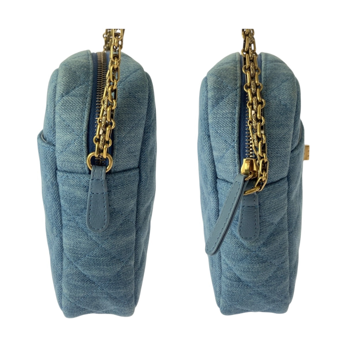 20406
CHANEL シャネル 2.55 キルティング ブルー ゴールド金具 デニム ショルダーバッグ ポシェット レディース A300