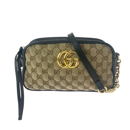 20408
GUCCI グッチ GGマーモント キルティング ベージュ ブラウン ゴールド金具 GGキャンバス 447632 ショルダーバッグ レディース ABP85