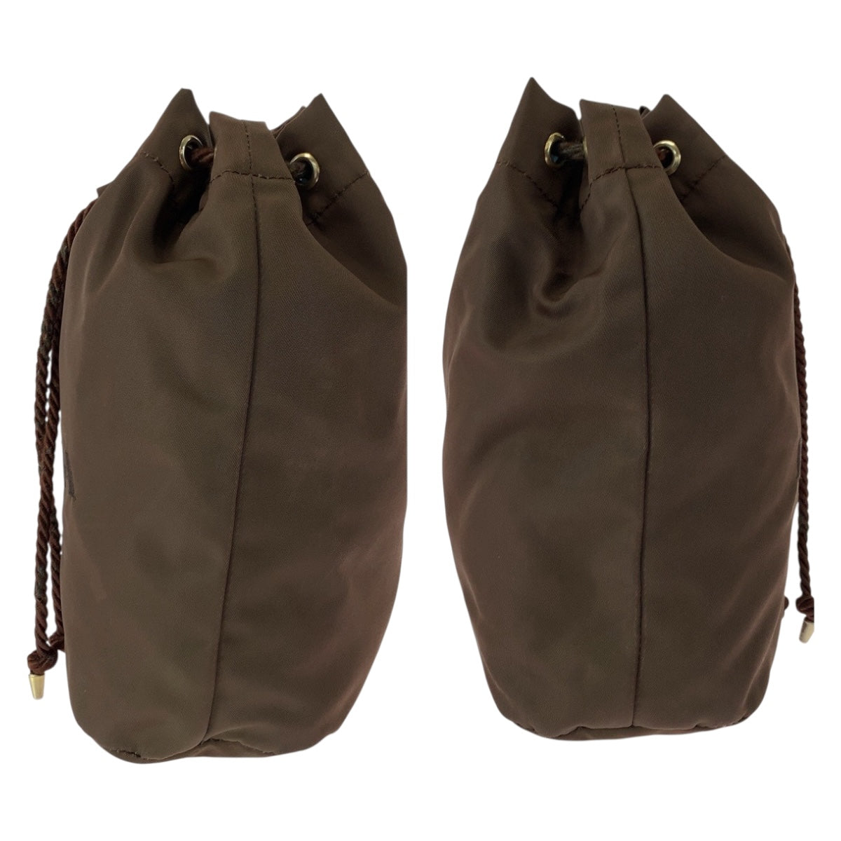 20412
PRADA プラダ テスート ロゴ ブラウン ゴールド金具 ナイロン ポーチ 巾着ポーチ レディース AB28