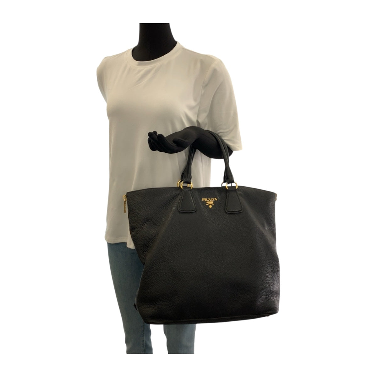 20413
PRADA プラダ ヴィッテロダイノ ブラック 黒 ゴールド金具 レザー BN2419 トートバッグ ハンドバッグ レディース AB68