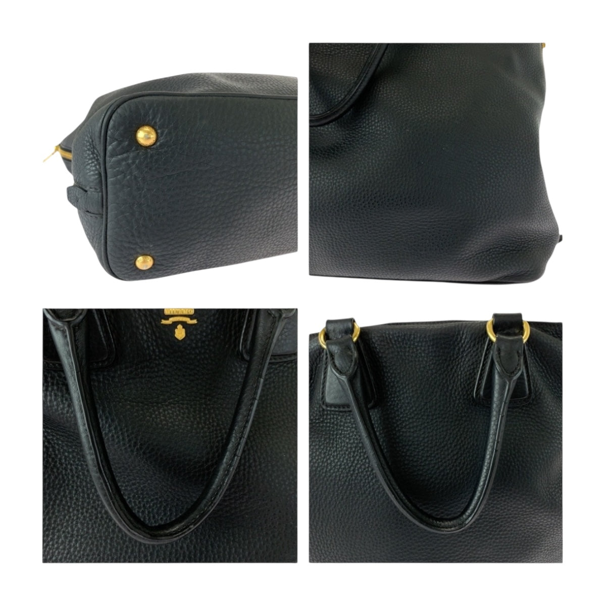 20413
PRADA プラダ ヴィッテロダイノ ブラック 黒 ゴールド金具 レザー BN2419 トートバッグ ハンドバッグ レディース AB68