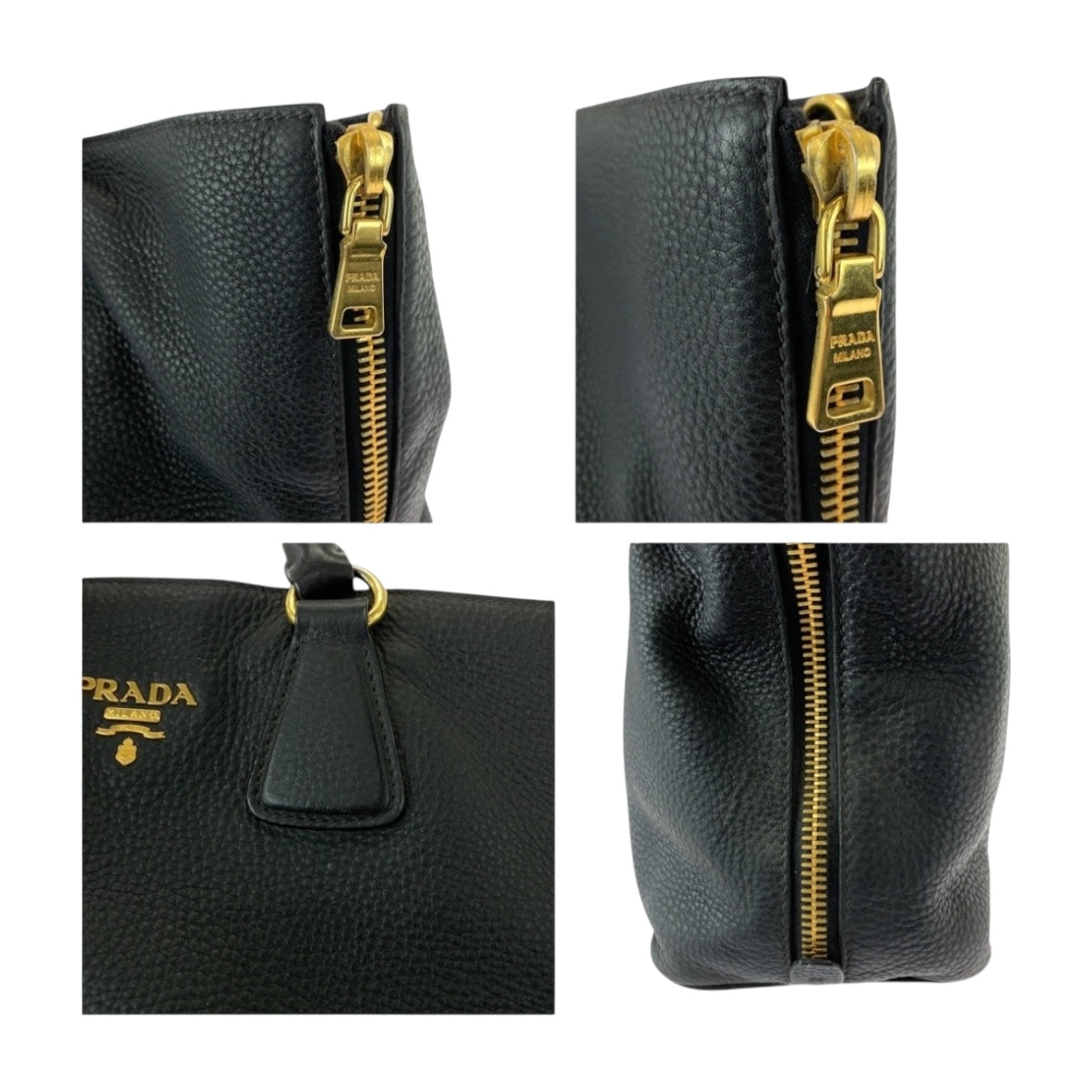 20413
PRADA プラダ ヴィッテロダイノ ブラック 黒 ゴールド金具 レザー BN2419 トートバッグ ハンドバッグ レディース AB68
