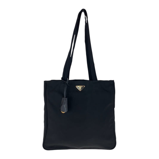 20414
PRADA プラダ テスート 三角ロゴプレート ブラック 黒 ゴールド金具 ナイロン / レザー トートバッグ ショルダーバッグ レディース AB32