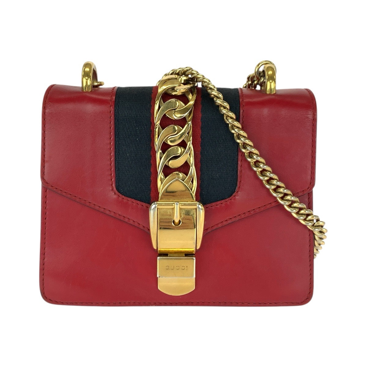 20415
GUCCI グッチ シルヴィ レッド ゴールド金具 レザー 431666 ショルダーバッグ チェーンショルダーバッグ レディース AB50