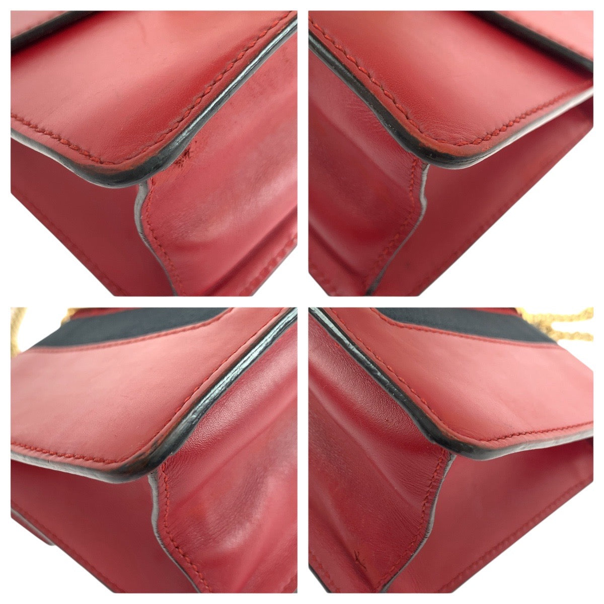 20415
GUCCI グッチ シルヴィ レッド ゴールド金具 レザー 431666 ショルダーバッグ チェーンショルダーバッグ レディース AB50