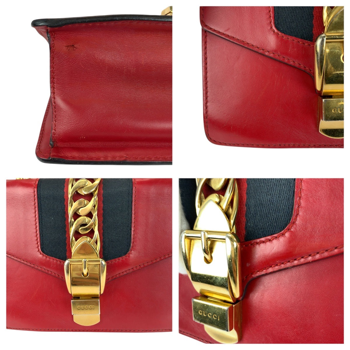20415
GUCCI グッチ シルヴィ レッド ゴールド金具 レザー 431666 ショルダーバッグ チェーンショルダーバッグ レディース AB50