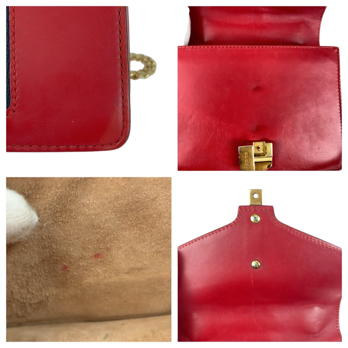 20415
GUCCI グッチ シルヴィ レッド ゴールド金具 レザー 431666 ショルダーバッグ チェーンショルダーバッグ レディース AB50