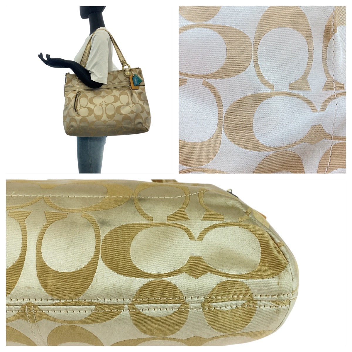 20420
COACH コーチ シグネチャー ベージュ ゴールド ゴールド金具 キャンバス / レザー A1220-18988 トートバッグ ショルダーバッグ レディース AB4