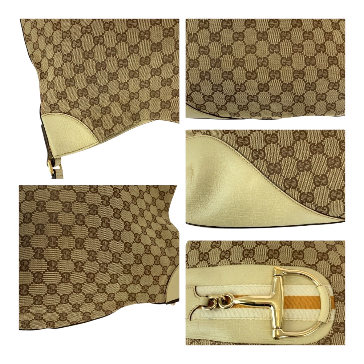 20421
GUCCI Horsebit Beige Ivory Gold Hardware GG Canvas 137386 Shoulder Bag Ladies AB6