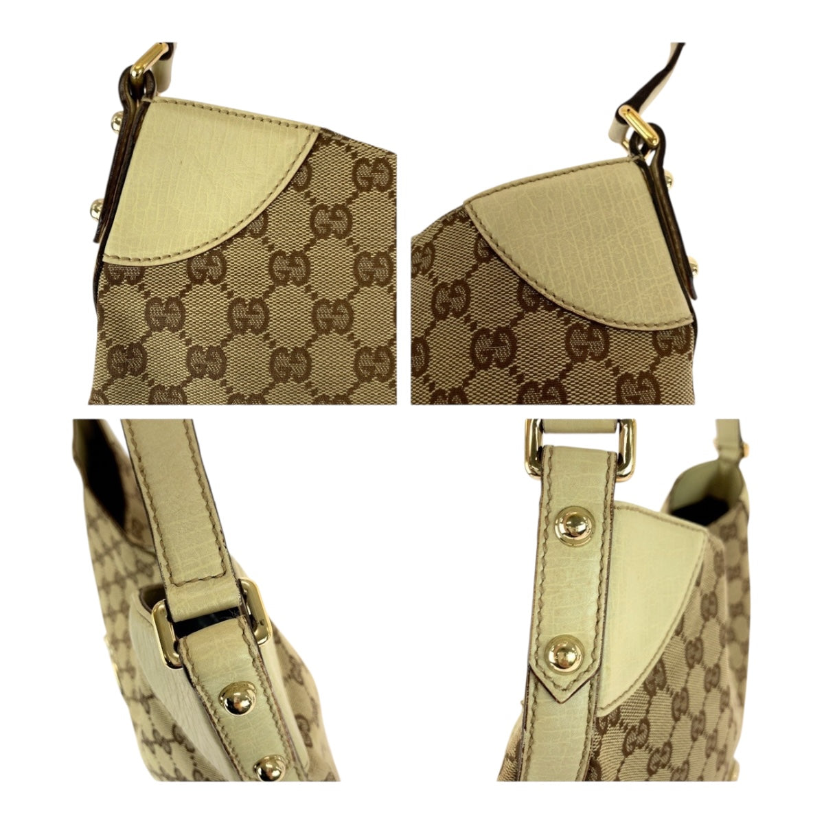 20421
GUCCI Horsebit Beige Ivory Gold Hardware GG Canvas 137386 Shoulder Bag Ladies AB6