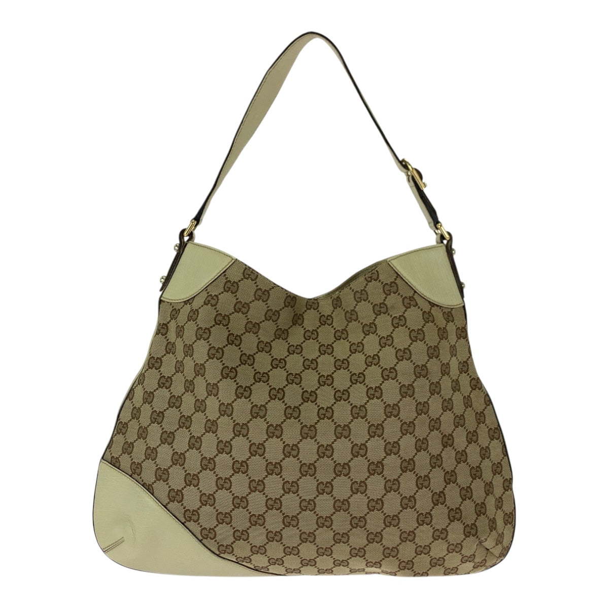 20421
GUCCI Horsebit Beige Ivory Gold Hardware GG Canvas 137386 Shoulder Bag Ladies AB6