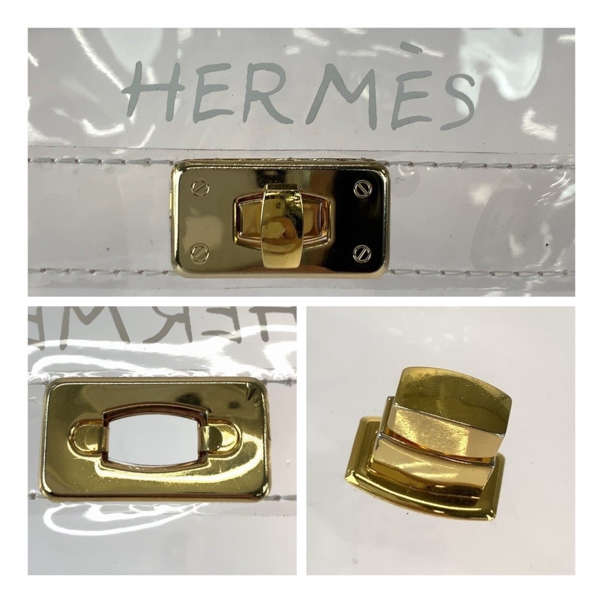 20425
HERMES エルメス ビニールケリー クリア ゴールド金具 ビニール ハンドバッグ レディース ABP45