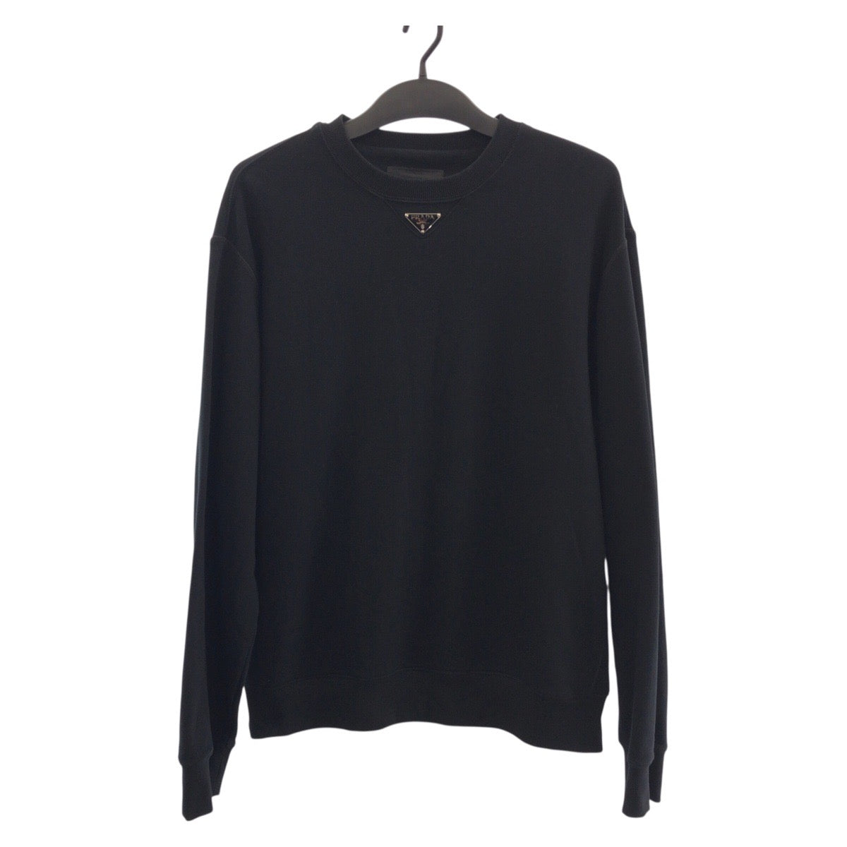 20429
PRADA プラダ 三角ロゴプレート サイズM ブラック 黒 シルバー金具 コットン ACU1 2023 121 スウェットシャツ トレーナー メンズ A80