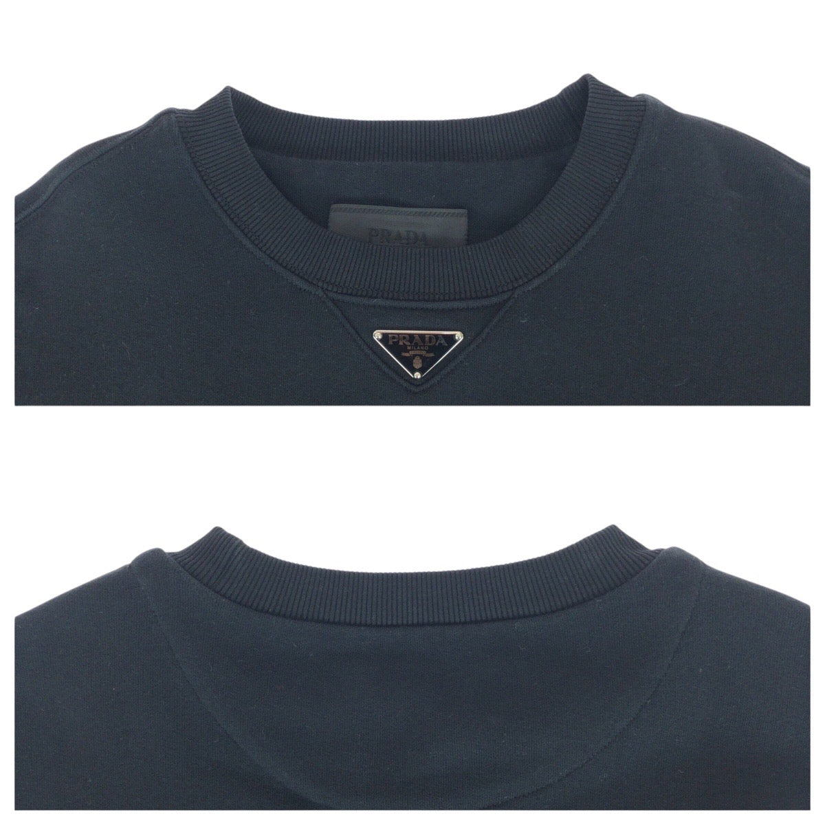 20429
PRADA プラダ 三角ロゴプレート サイズM ブラック 黒 シルバー金具 コットン ACU1 2023 121 スウェットシャツ トレーナー メンズ A80