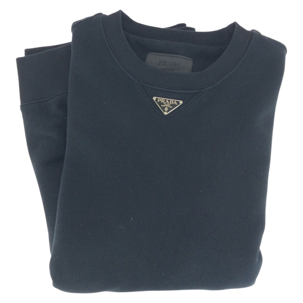 20429
PRADA プラダ 三角ロゴプレート サイズM ブラック 黒 シルバー金具 コットン ACU1 2023 121 スウェットシャツ トレーナー メンズ A80