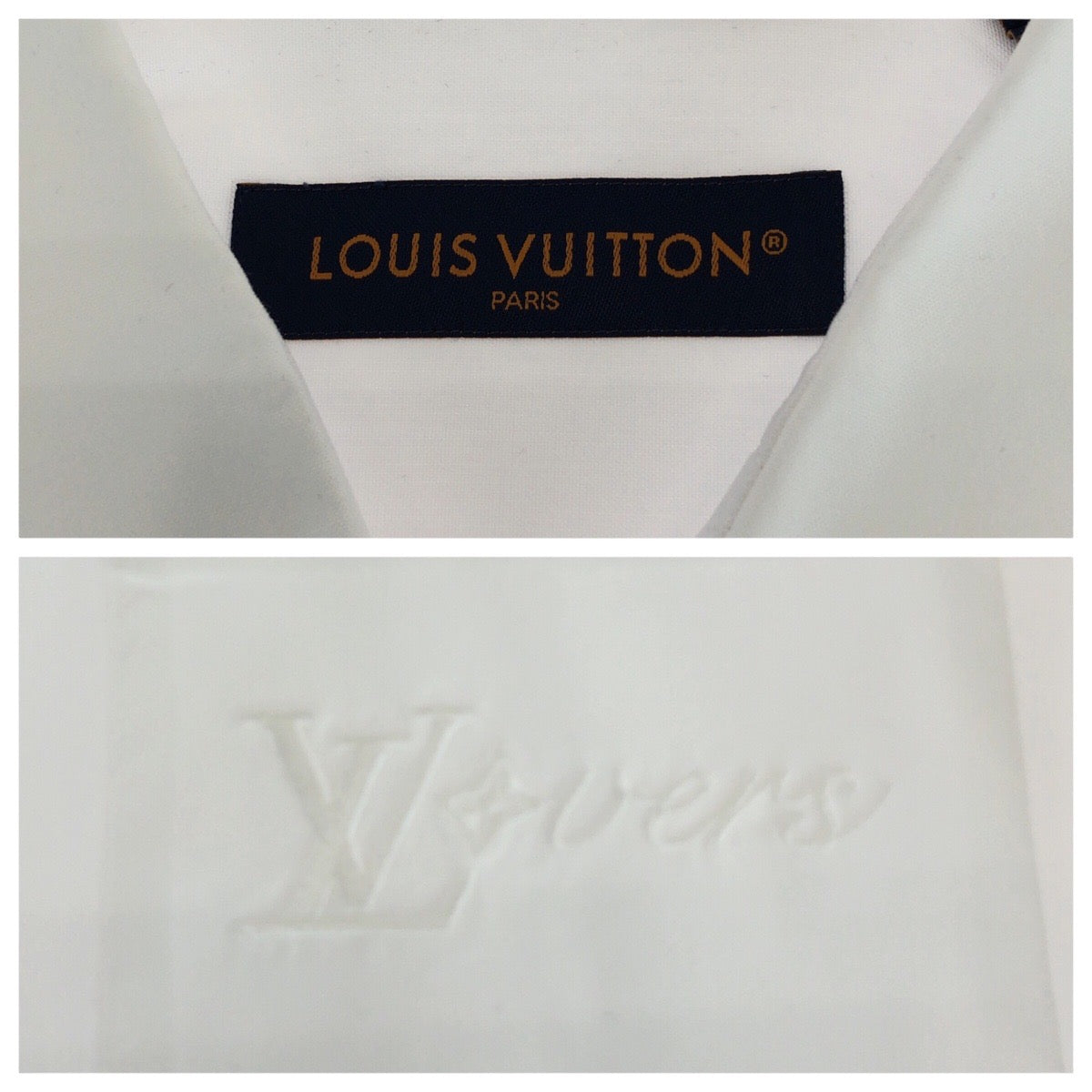 20436
LOUIS VUITTON ルイヴィトン LVロゴ刺繍 ホワイト コットン / ポリエステル RM242 長袖シャツ メンズ A74