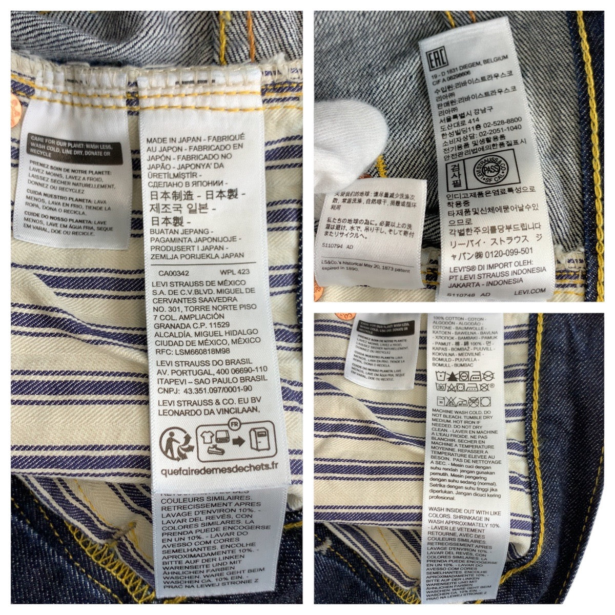 20443
Levi's S501XX Wartime Model Reproduction Size W34 Navy Silver Hardware Cotton / Leather Denim Pants Jeans Men's ABP