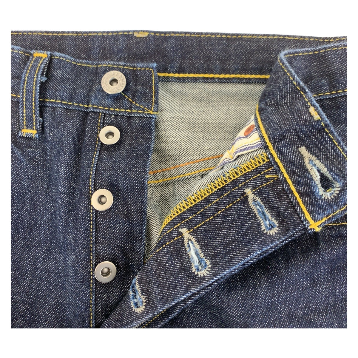 20443
Levi's S501XX Wartime Model Reproduction Size W34 Navy Silver Hardware Cotton / Leather Denim Pants Jeans Men's ABP