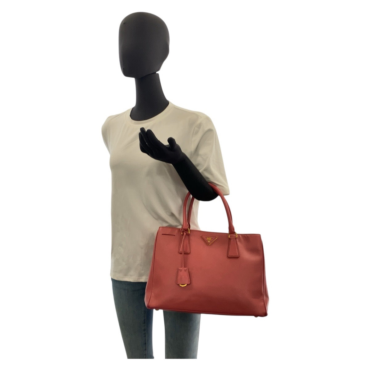 20446
PRADA プラダ サフィアーノ 三角ロゴプレート ピンク ゴールド金具 レザー ハンドバッグ トートバッグ ショルダーバッグ 2way レディース AB48