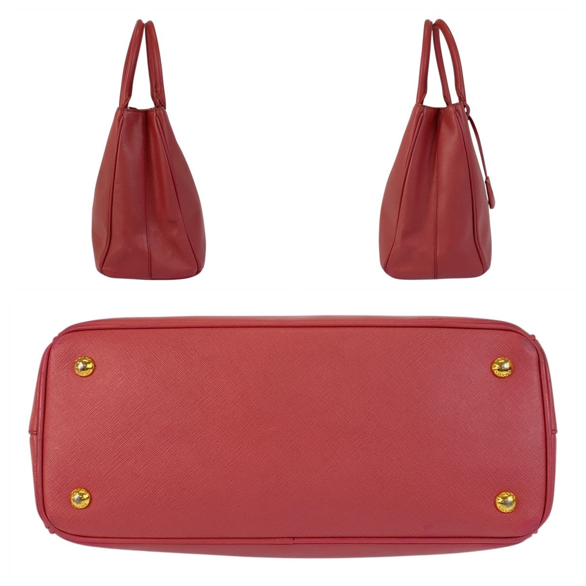 20446
PRADA プラダ サフィアーノ 三角ロゴプレート ピンク ゴールド金具 レザー ハンドバッグ トートバッグ ショルダーバッグ 2way レディース AB48