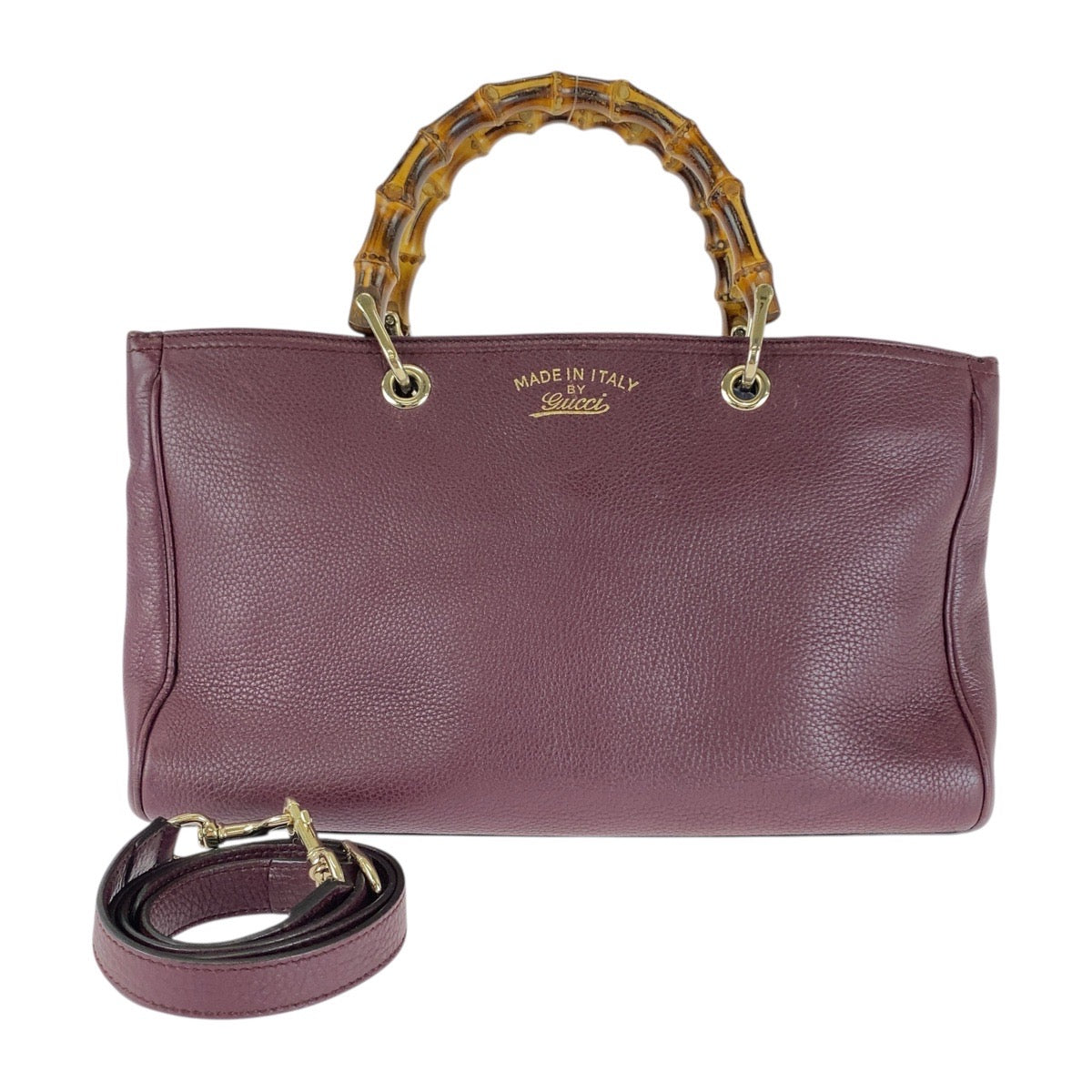 20447
GUCCI Bamboo Wine Red Bordeaux Gold Hardware Leather 323660 Handbag Shoulder Bag 2WAY Women's ABP56