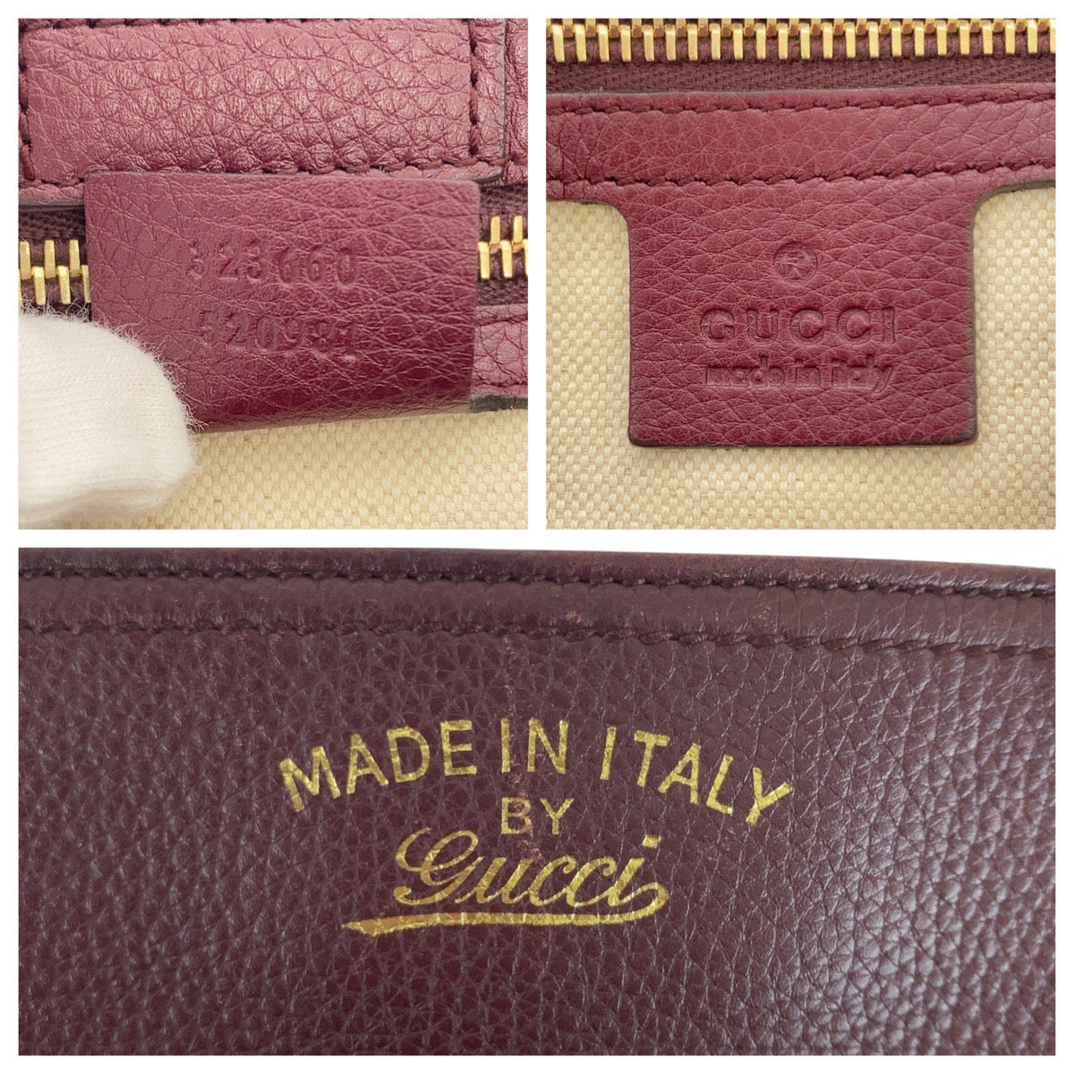 20447
GUCCI Bamboo Wine Red Bordeaux Gold Hardware Leather 323660 Handbag Shoulder Bag 2WAY Women's ABP56