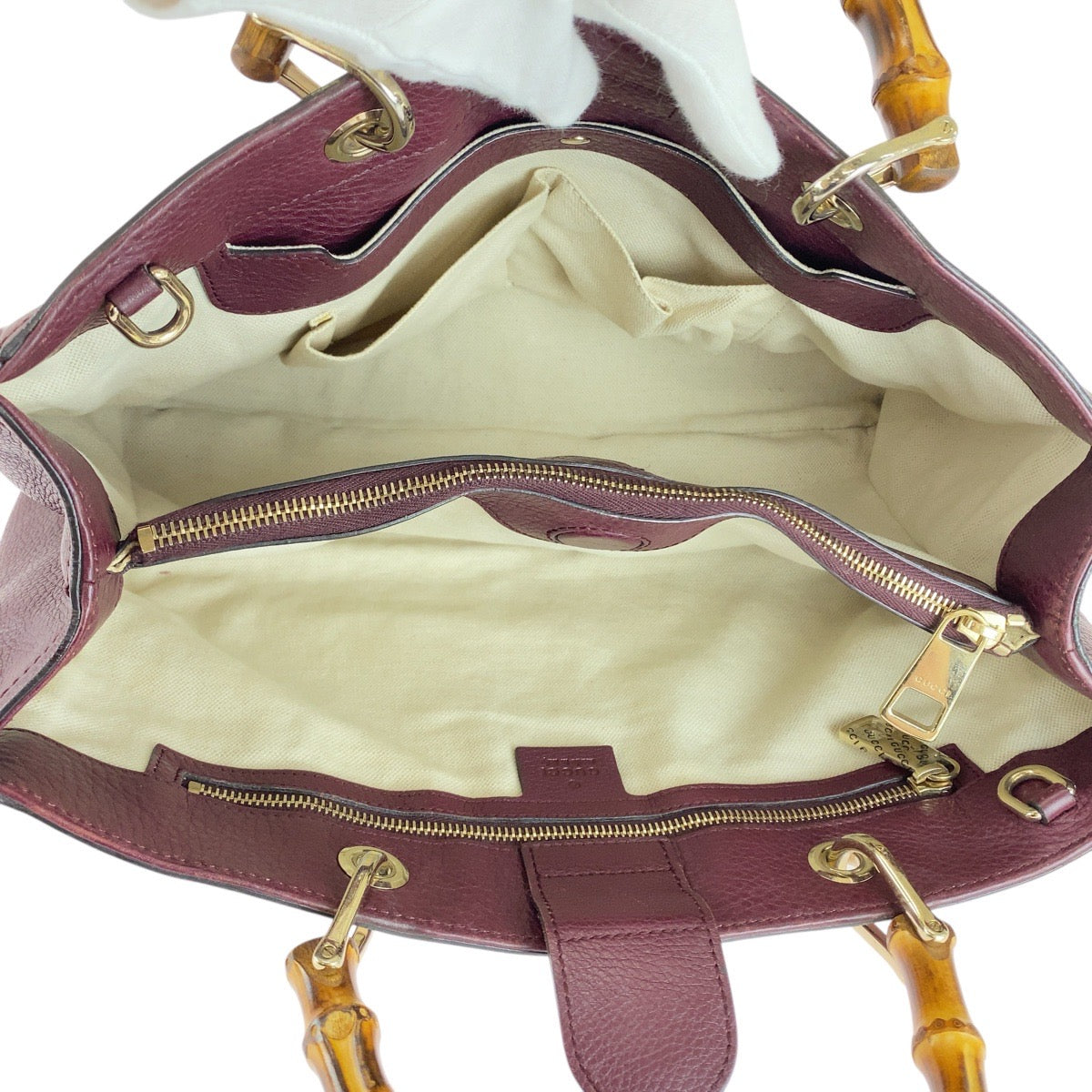 20447
GUCCI Bamboo Wine Red Bordeaux Gold Hardware Leather 323660 Handbag Shoulder Bag 2WAY Women's ABP56