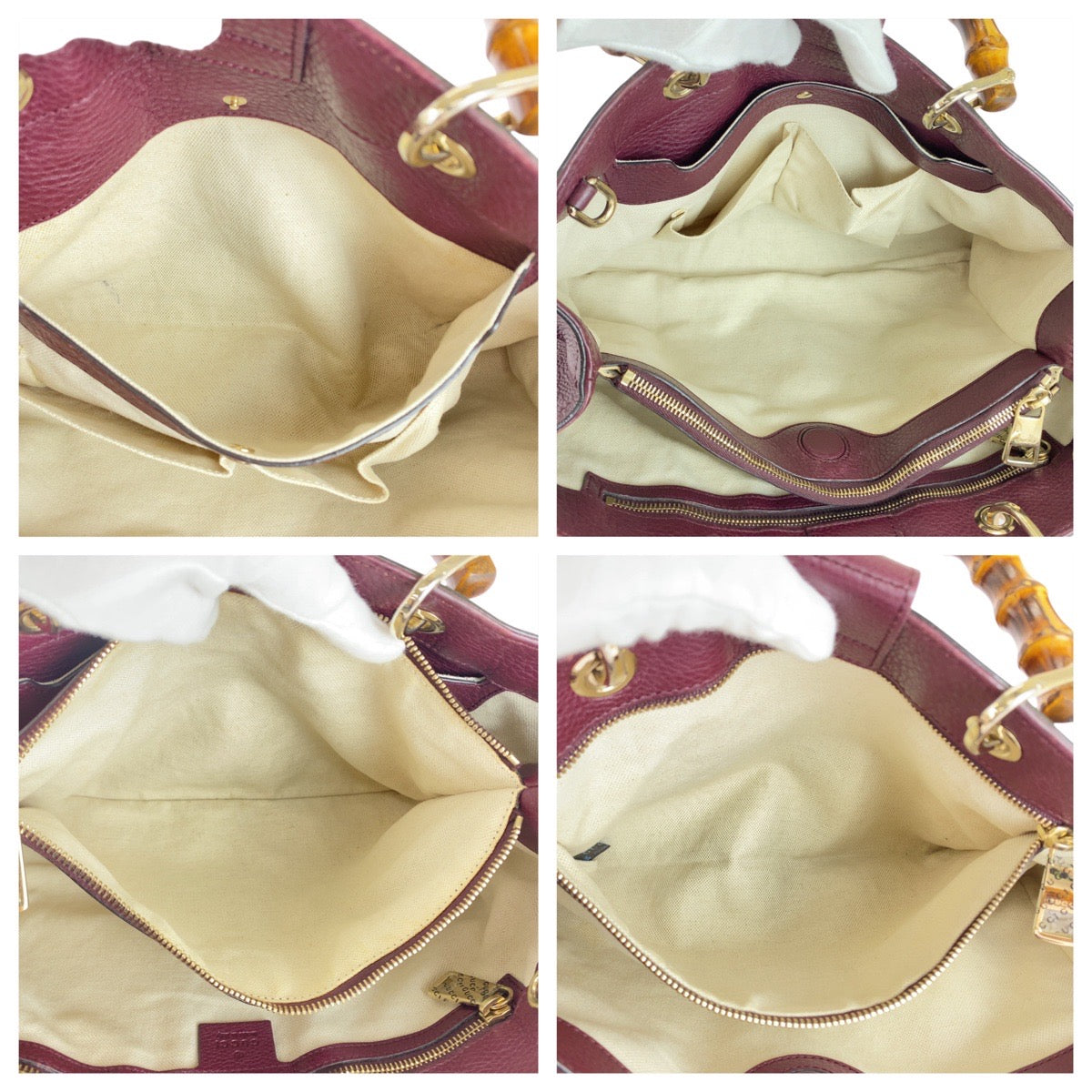 20447
GUCCI Bamboo Wine Red Bordeaux Gold Hardware Leather 323660 Handbag Shoulder Bag 2WAY Women's ABP56