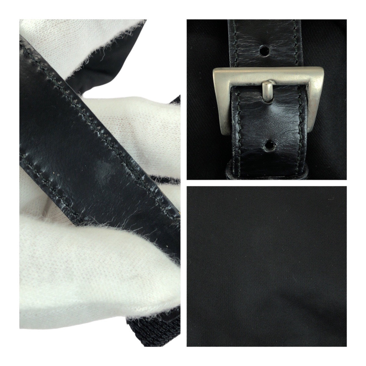 20448
PRADA プラダ ヴィンテージ テスート 三角ロゴプレート ブラック 黒 シルバー金具 ナイロン B1197F リュックサック バックパック レディース AB35