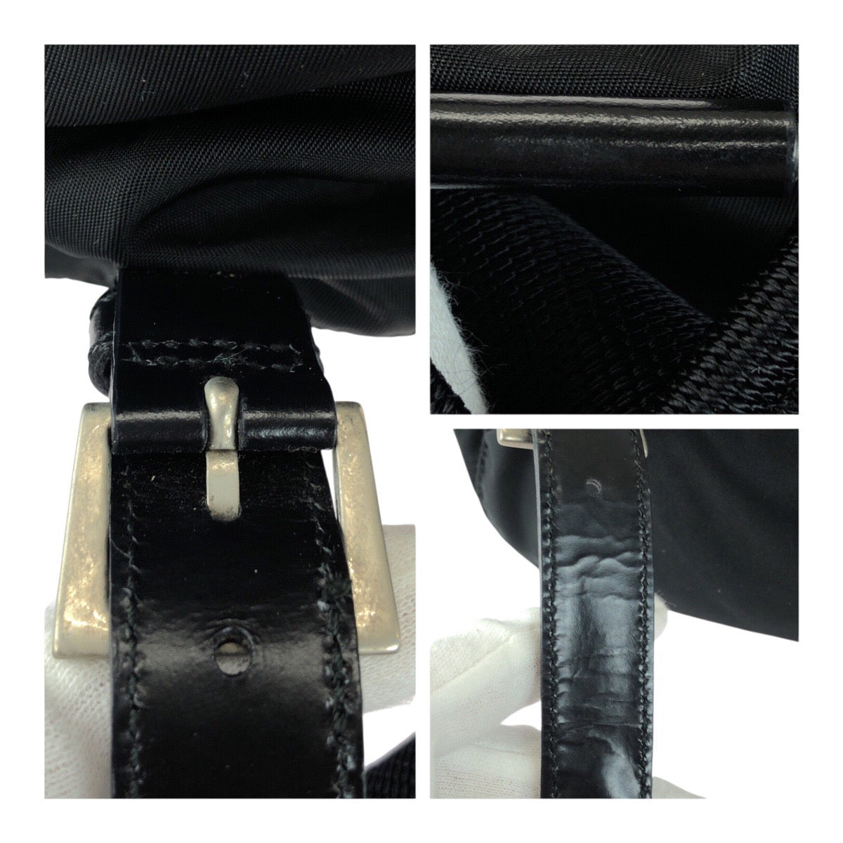 20448
PRADA プラダ ヴィンテージ テスート 三角ロゴプレート ブラック 黒 シルバー金具 ナイロン B1197F リュックサック バックパック レディース AB35