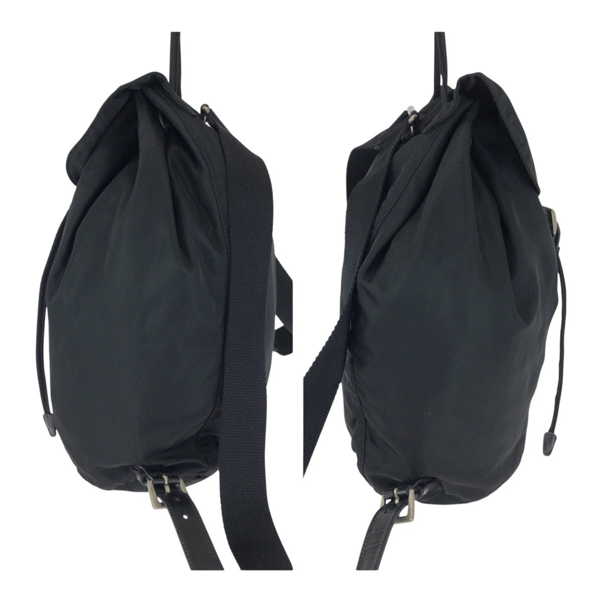 20448
PRADA プラダ ヴィンテージ テスート 三角ロゴプレート ブラック 黒 シルバー金具 ナイロン B1197F リュックサック バックパック レディース AB35