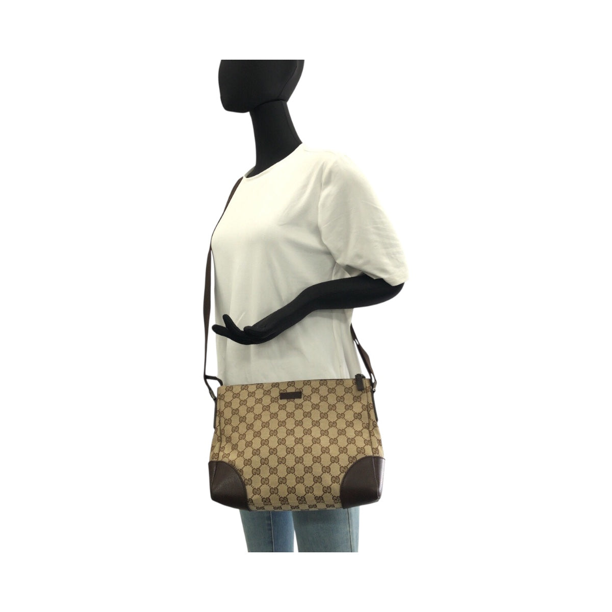 20449
GUCCI Beige Brown Silver Hardware GG Canvas / Leather 114273 Shoulder Bag Ladies ABP35