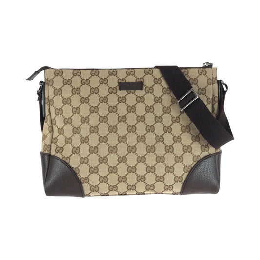 20449
GUCCI グッチ ベージュ ブラウン シルバー金具 GGキャンバス / レザー 114273 ショルダーバッグ レディース ABP35