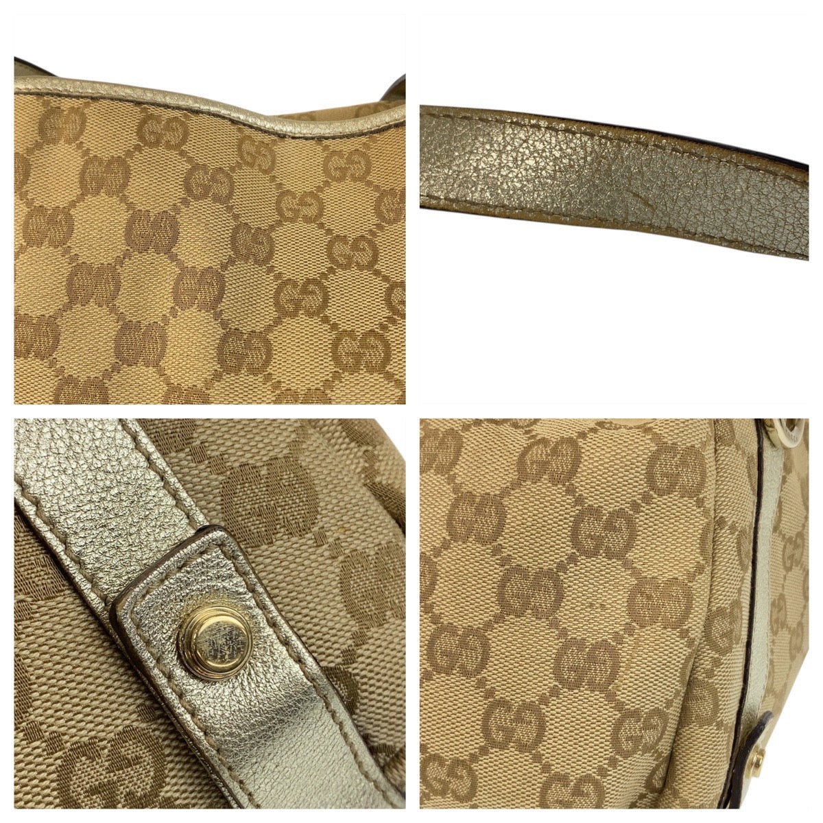 20450
GUCCI グッチ ベージュ ゴールド金具 GGキャンバス 130736 トートバッグ ショルダーバッグ レディース AB36