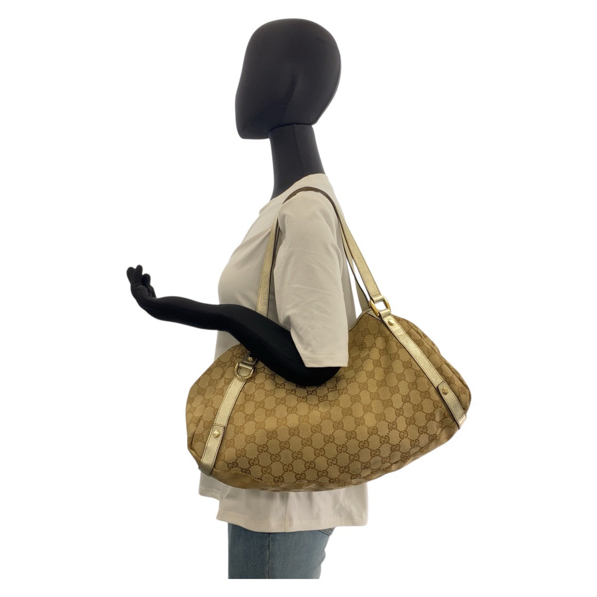 20450
GUCCI グッチ ベージュ ゴールド金具 GGキャンバス 130736 トートバッグ ショルダーバッグ レディース AB36