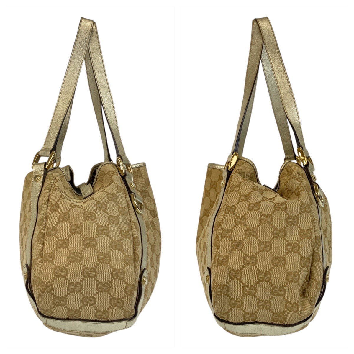 20450
GUCCI グッチ ベージュ ゴールド金具 GGキャンバス 130736 トートバッグ ショルダーバッグ レディース AB36