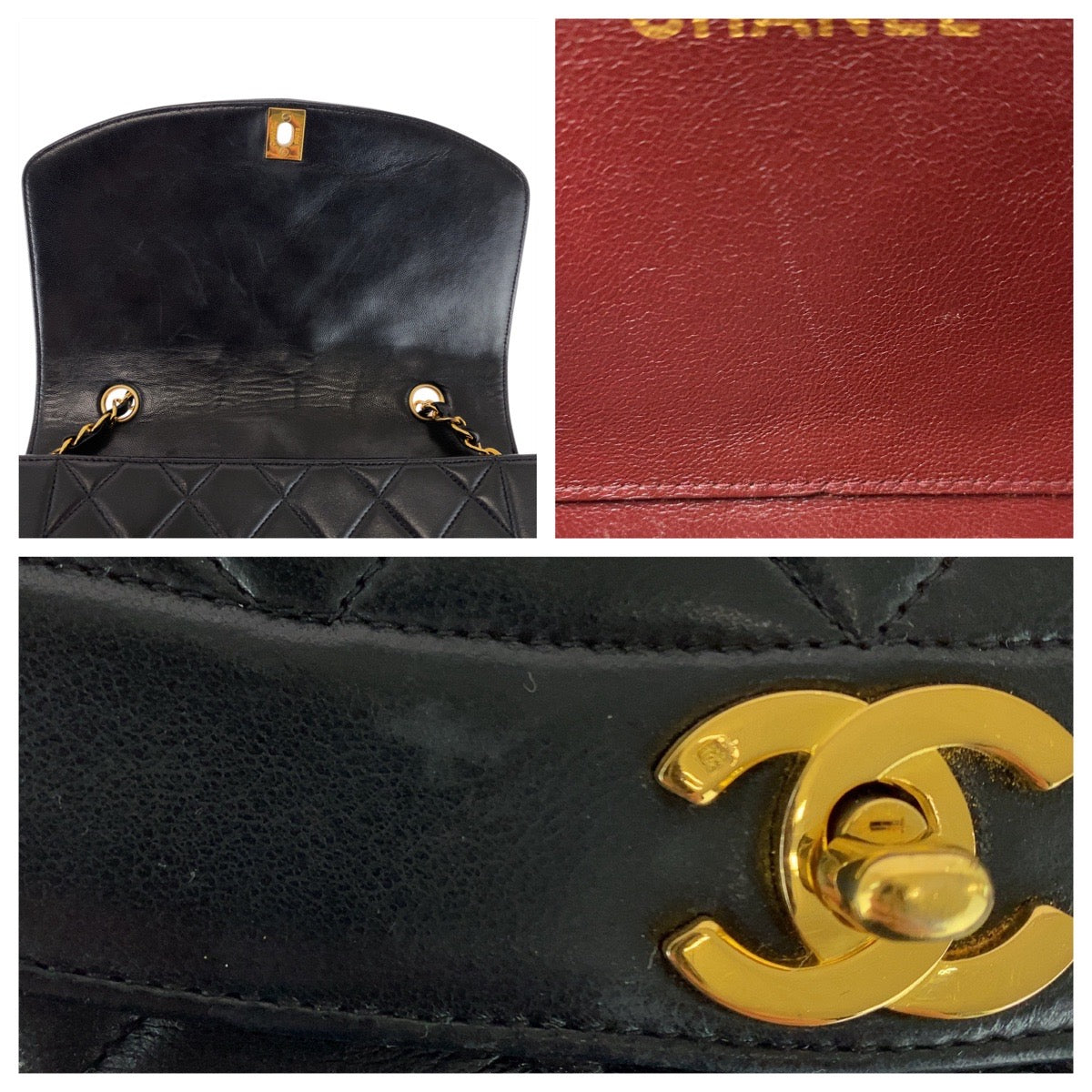 20451
CHANEL シャネル ヴィンテージ マトラッセ25 ダイアナフラップ ココマーク ターンロック ブラック 黒 ゴールド金具 ラムスキン チェーンショルダーバッグ レディース ABP360