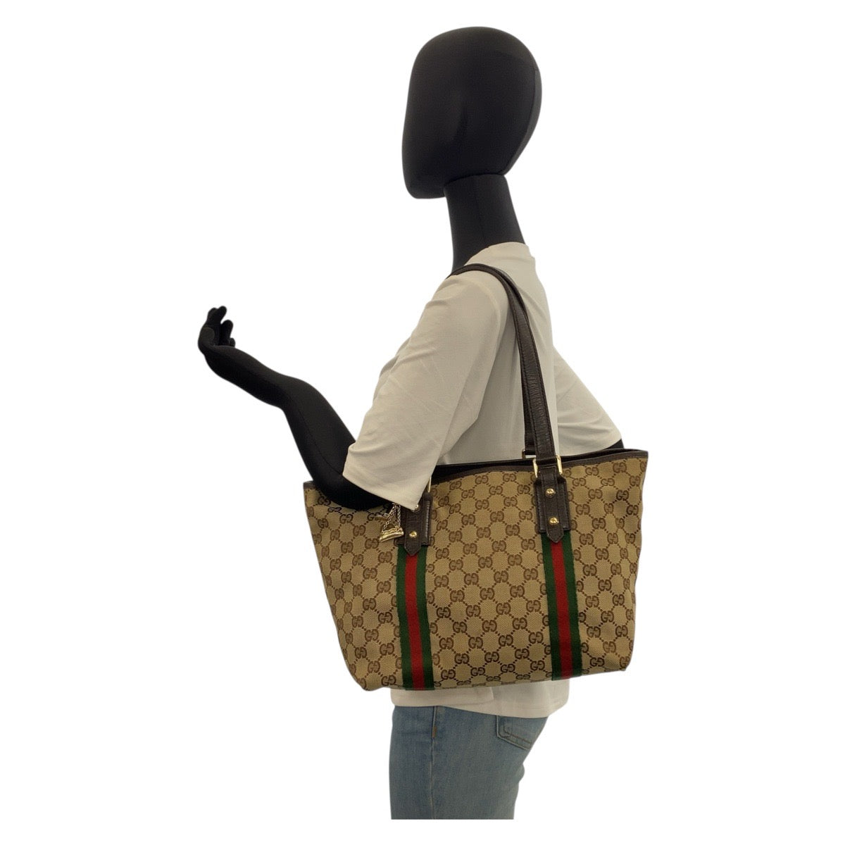 20452
GUCCI グッチ シェリーライン ベージュ ブラウン ゴールド金具 GGキャンバス / レザー 137396 トートバッグ ショルダーバッグ レディース B15