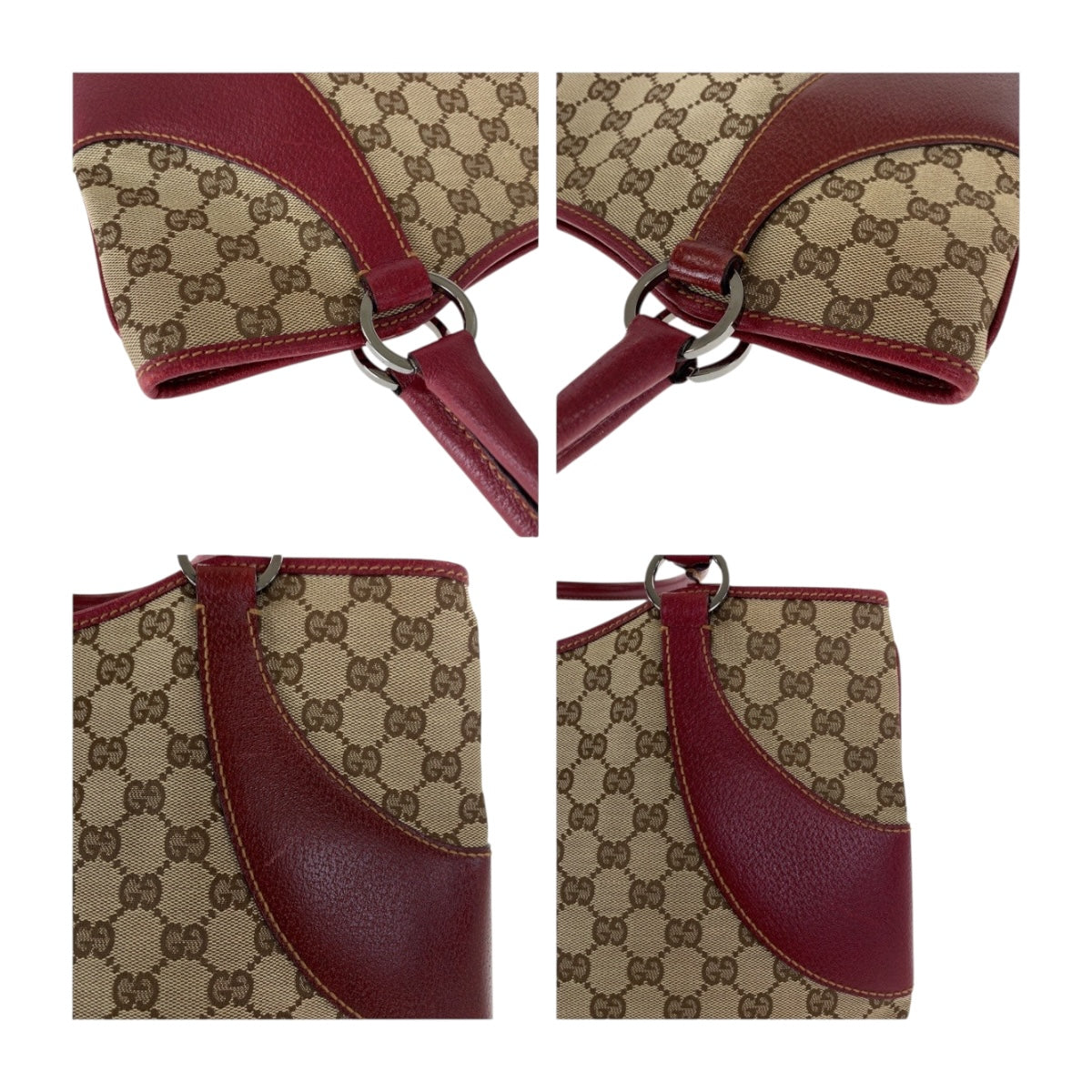 20453
GUCCI Gucci Beige Red Silver Hardware GG Canvas 113061 Tote Bag Shoulder Bag Women's ABP42