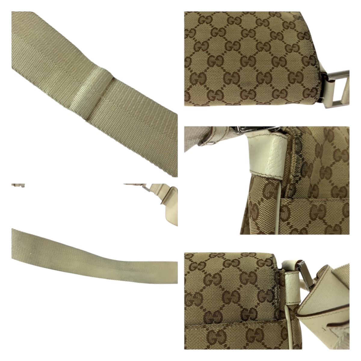 20454
GUCCI Beige Ivory Silver Hardware GG Canvas 146236 Shoulder Bag Messenger Bag Ladies AB21