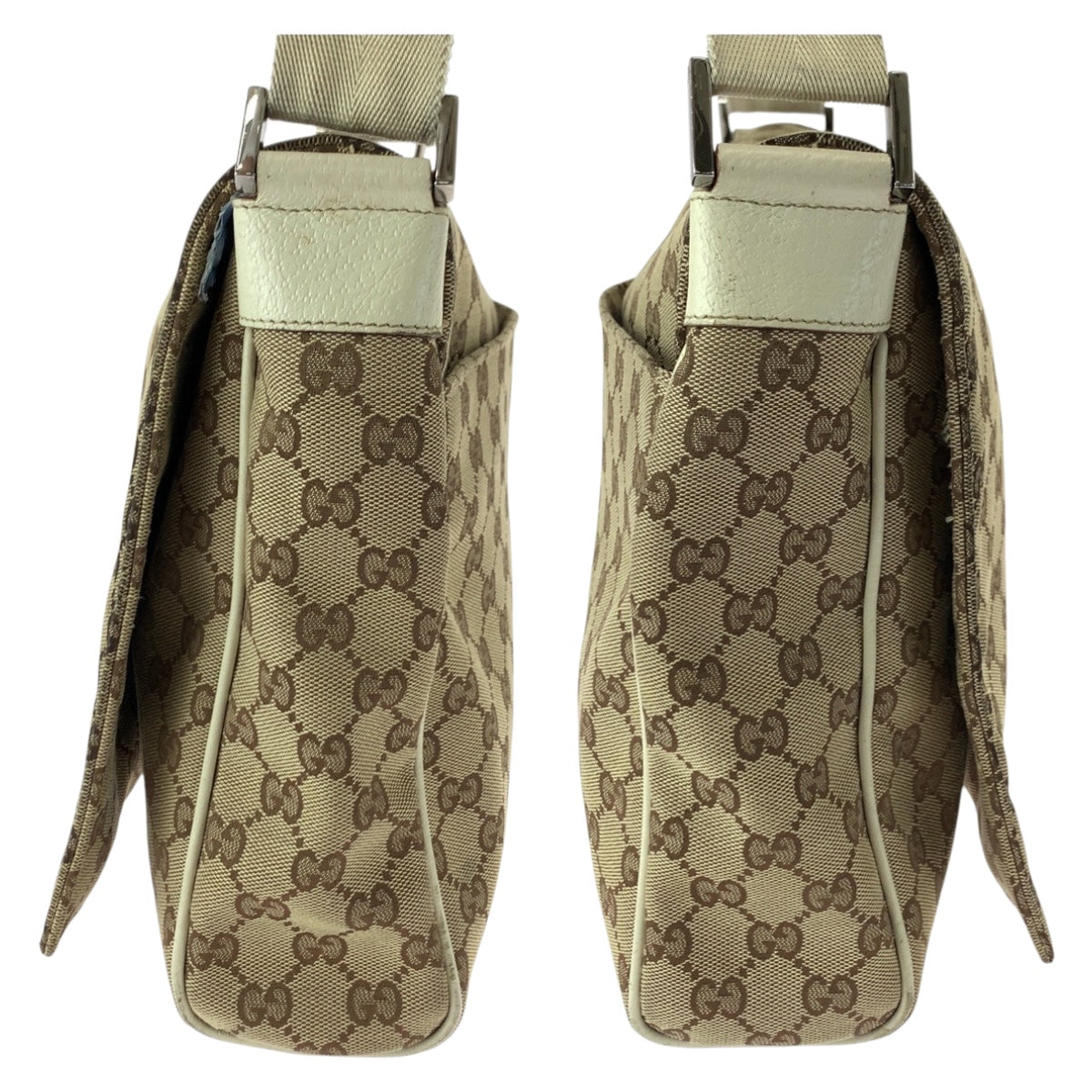 20454
GUCCI Beige Ivory Silver Hardware GG Canvas 146236 Shoulder Bag Messenger Bag Ladies AB21